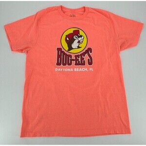 Buc-ees Neon Orange Daytona Beach Tshirt Sz Medium